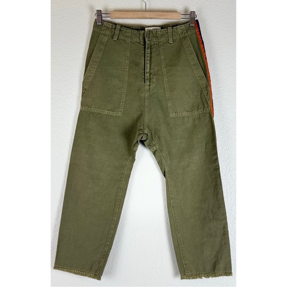 Nili Lotan Luna Drop Crotch Cropped Ankle Pants with Tape Trim, size 0 - Picture 2 of 10